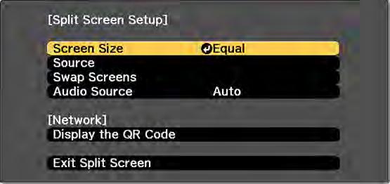 You see this screen: 3. To select an input source for the other image, select the Source setting, press Enter, select the input source, select Execute, and press Enter.