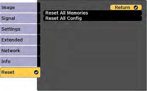 You can also reset the saved names and settings in the Save Memory list using the Reset All Memories option.