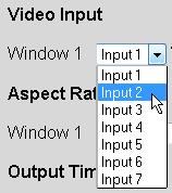 OPERATION General 3.7.1 Video VIDEO INPUT To route a video input to a window, select it from the dropdown menu for that window.