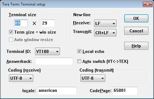 COMMAND LINE CONTROL Connecting to the QuadView UHD via a Serial Link Figure 4-1 Tera Term Terminal Setup 7. Set the terminal parameters as shown in Figure 4-1. Figure 4-1 Tera Term Terminal Setup 8.