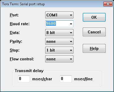 COMMAND LINE CONTROL Command Syntax and Command Lists 6. Set the serial port parameters as shown in Figure 4-2. Figure 4-2 Tera Term Serial Port Setup Figure 4-2 Tera Term Serial Port Setup 7.