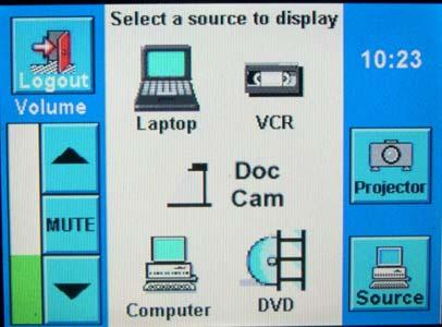 It will prompt you to choose one of these choices: o Laptop o Computer o VCR o DVD o Document Camera.