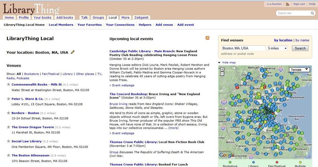 Community Local and Online LibraryThing gives users the opportunity to get involved in online and local communities.