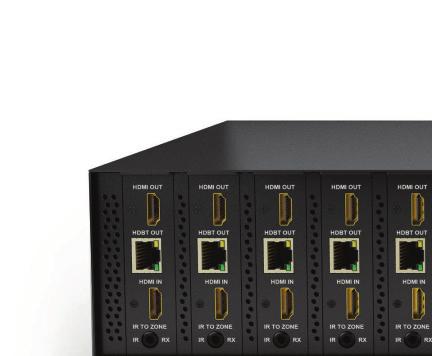 Matrix Solutions to HDBaseT receiver(s) Ethernet to send internet connection to zones 1-8 HDMI outputs to display ARC s send audio from remote location to AV Receiver (s 6-8 only) s link to control