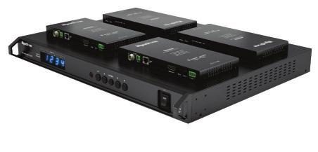 Complete solution Includes (4) PoH 70m receivers Reliable HDBaseT transmission ensures 1080p transmission to 70m 2-way IR enables control of both sources