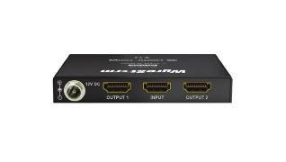 LAN Cat5/5e/6 RS-232 to Control System 1 2 1x2 HDMI Splitter SP-0102-H2 UHD Sources Easy plug and play setup for splitting one HDMI or DVI source to two displays 60Hz compatible with 4:4:4 color