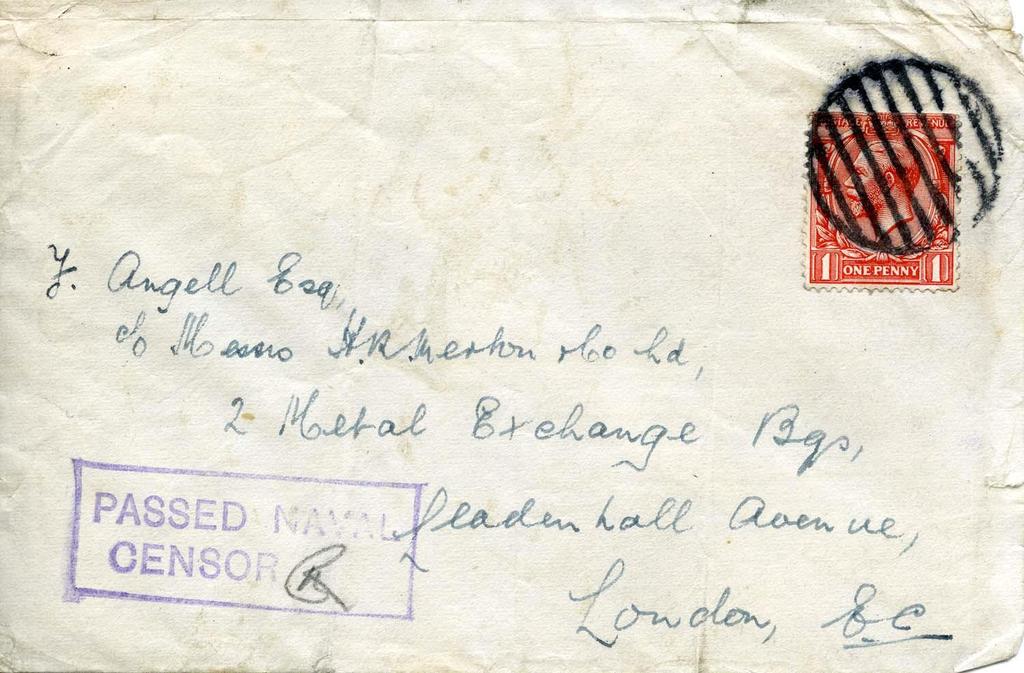 The Postal Museum, PH46-10 This envelope has a PASSED NAVAL