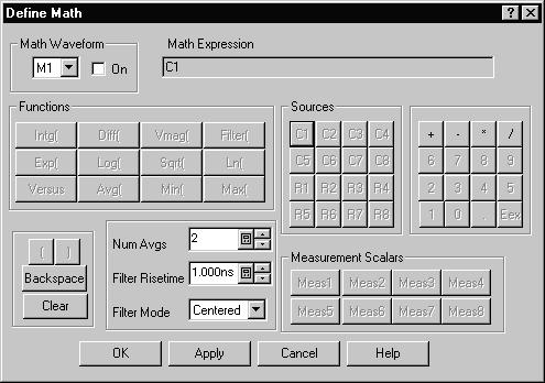 Related control elements & resources Build a math expression 4. Use the dialog box at right to define a math expression.