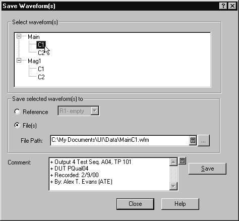 Data Input and Output To Save Your Waveform Use the procedure that follows to save a waveform or waveforms to the instrument hard disk, a floppy disk, or third party storage device.