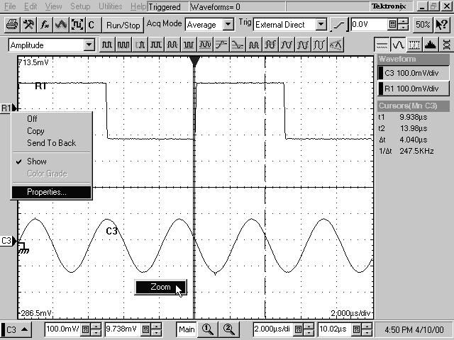 Display Map Single Graticule View Drag cursors to measure waveforms on screen. Drag the Horizontal Reference to move the point around which horizontal scaling expands and contracts the waveforms.