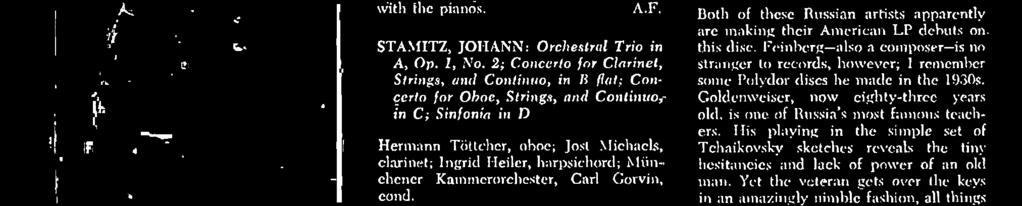 STAMITZ, JOHANN: Orchestral Trio in A, Op. 1, No.