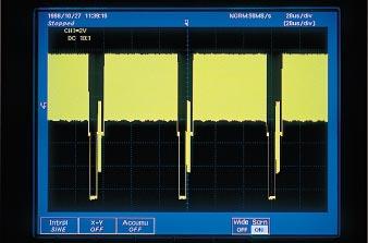 Fast Screen Refresh Rate Screen refreshing is fast even with a large number of observed waveforms or during simultaneous waveform processing Oscilloscopes with fast screen refresh rates normally