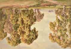 578* Hill (Justus, active 1879-1898). River Thames Landscape, watercolour on paper, signed lower left, 16 x 27cm (6.25 x 10.