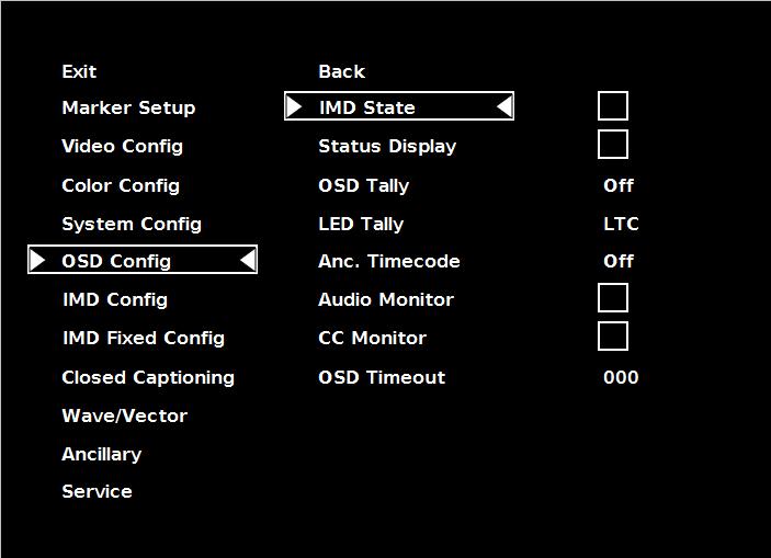OSD Config Submenu Use the OSD Configuration submenu to select a variety of information to be displayed on the screen.