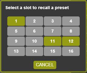 To recall a preset click the Preset recall icon: Figure 54: The Routing & Scaling Page Recalling a Preset 9.1.4.1 The TAKE Mode Click the TAKE button to enter the TAKE (Confirm) mode.