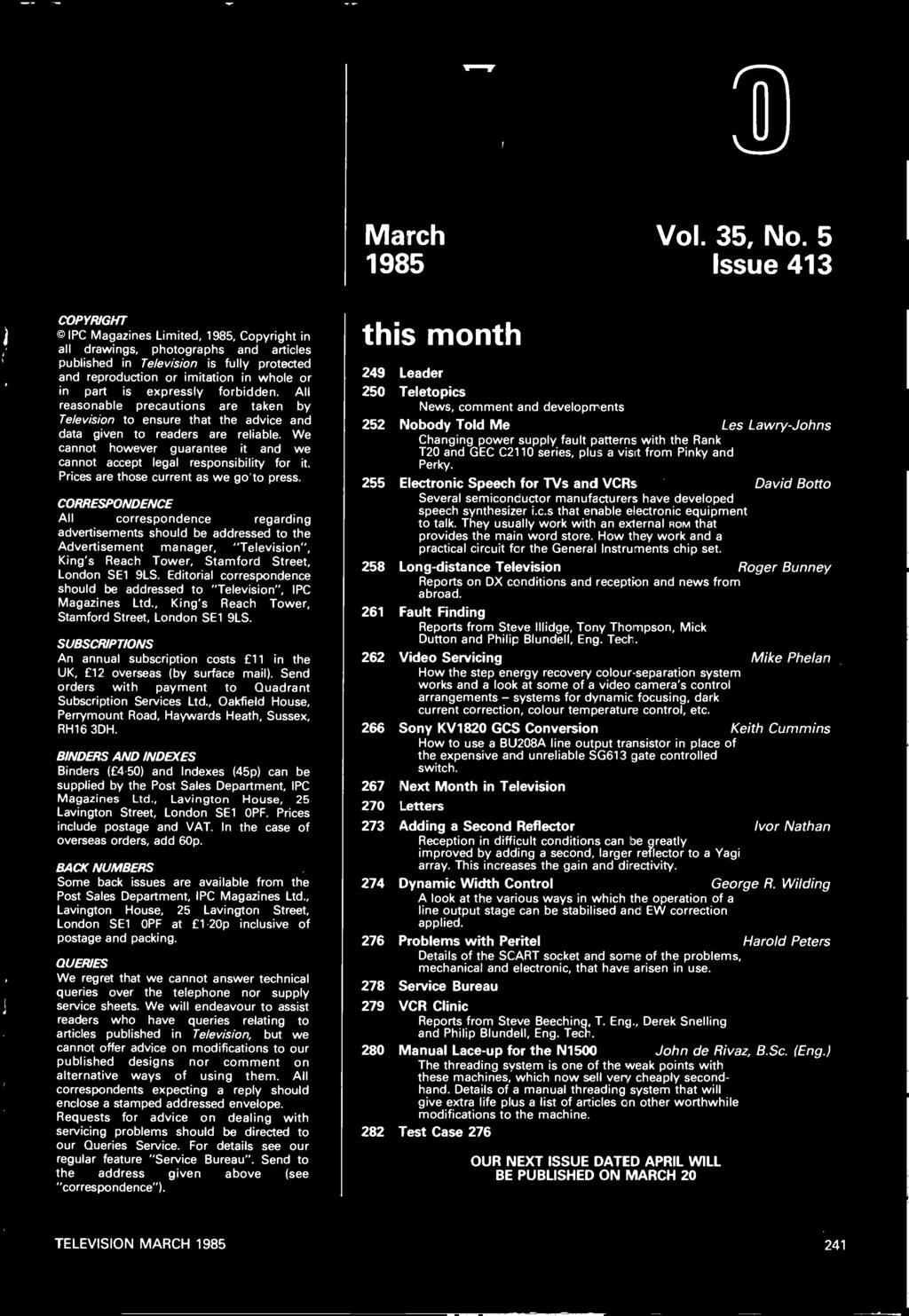 ET -111 IlE March 1985 Vol. 35, No.