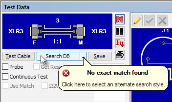 If CableEye locates a match, it loads it and displays the descriptive notes to give you the cable s name and some information about it. 1 Measure a cable using Test Cable.