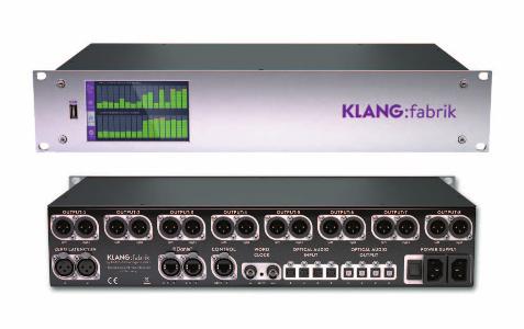 KLANG:fabrik The largest system version: Two PSUs, Dante I/O, network, wordclock I/O, ADAT I/O, zero-latency inputs, eight analogue outputs KLANG:vier The small brother: four headphone outputs on the