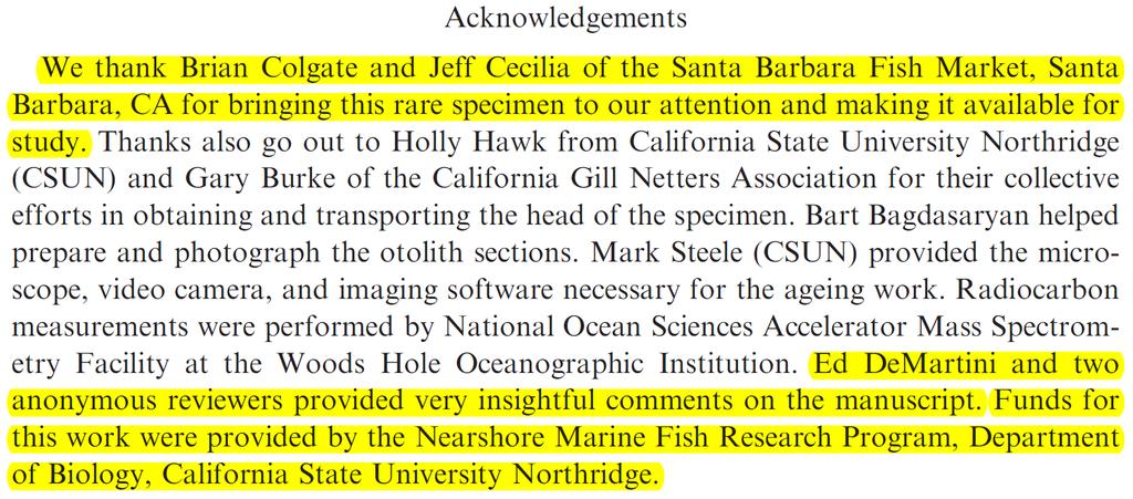 Acknowledgements (Who helped you out?) Thank people who assisted with the study (e.g., those who helped in the lab or reviewed the paper), as well as the funding agency.