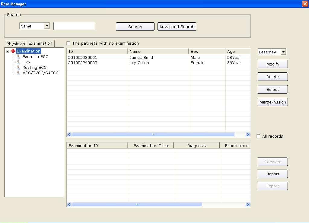 Processing Patient Records Chapter 8 Processing Patient Records Click on the Data Manager button on the main screen (Figure 6-1) to open the Data Manager screen (Figure 8-1).