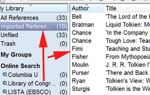 You can see all of your references again by going to: REFERENCES >> SHOW ALL REFERENCES (Control M).