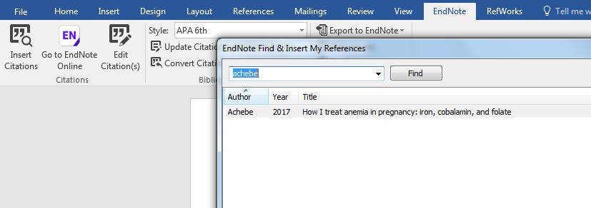 Inserting an in-text citation To insert a citation, place your cursor after the text you want to cite and then click on the Insert Citations button.