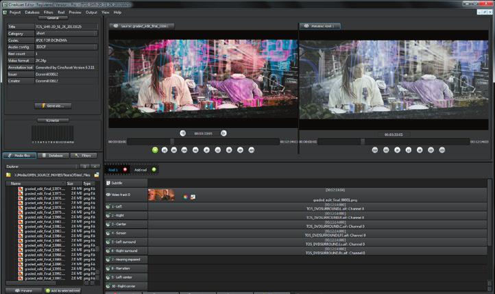 Content Management DOLBY CINEASSET Dolby CineAsset is a complete mastering software suite that can create and play back DCI-compliant DCPs from virtually any source.