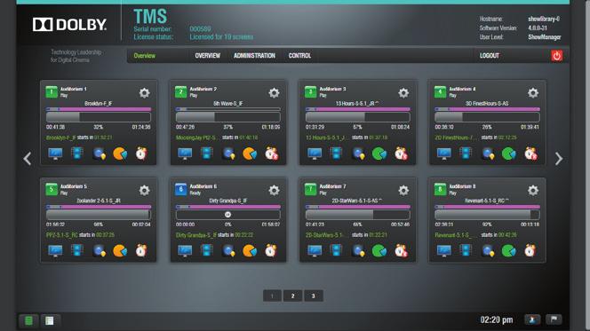 Content Management March 1, 2017 DOLBY THEATRE MANAGEMENT SYSTEM TMS4 Comprehensive Management for Your Cinema Dolby TMS 4 is a comprehensive theatre management system (TMS) that simplifies and