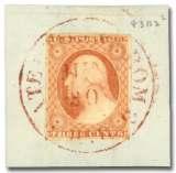 Estimate $400-600 1511 1512 1511 Odd Fel lows Links (Can ton MS) on 1852, 3 dull red, type II (11A), strip of