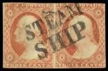 U.S. FANCY CANCELS: 1851 Issue 1513 1513 Flower with 8 Stars (Hinsdale MA) on 1852, 3 dull red, type II (11A), al most com plete strike; stamp has ver ti cal crease at right, cover has small tear at