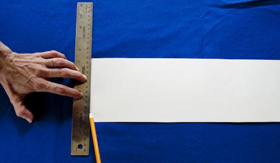 a ruler a pencil a scissors Step 1: & Julie Owen With paper lying horizontally, measure from the left edge of the paper