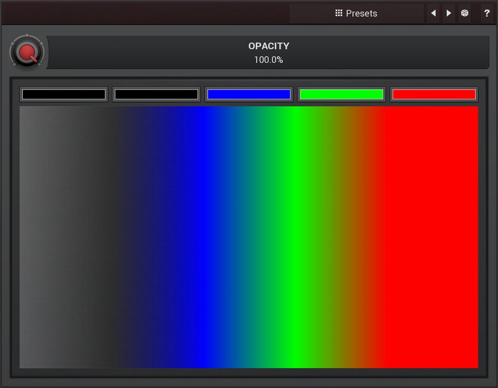 Sonogram panel contains visual settings of the sonogram, mainly the sonogram colors. A sonogram uses a set of colors. When the particular frequency's level is at the minimum, the first color is used.