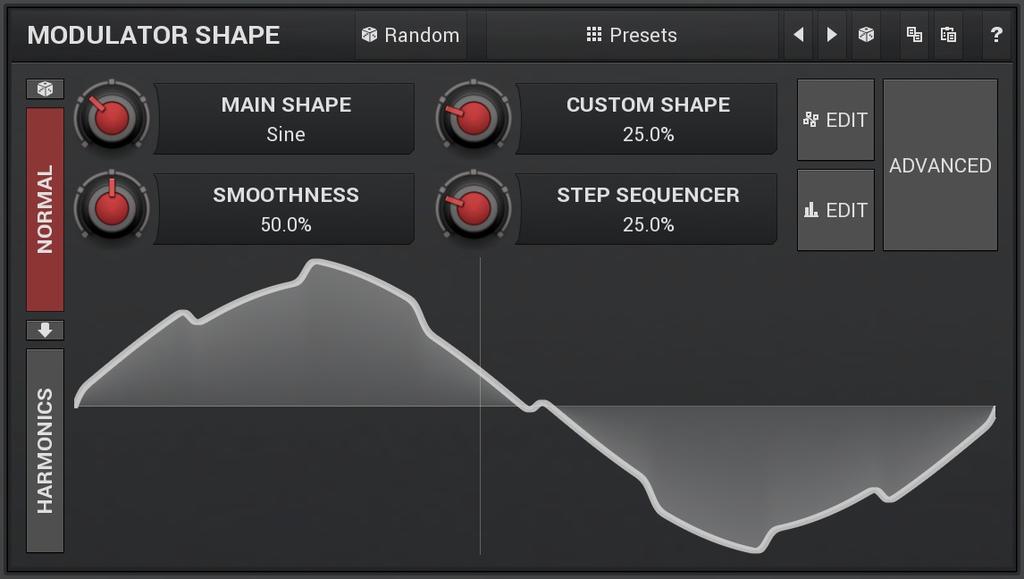 Signal generator defines the modulation LFO shape. It is used by the LFO generator, but also for the Project feature.