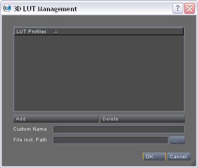 Figure S1-8: 3D LUT profile creation in CLIPSTER In this window load the generated 3D LUT file and assign a profile name to it.