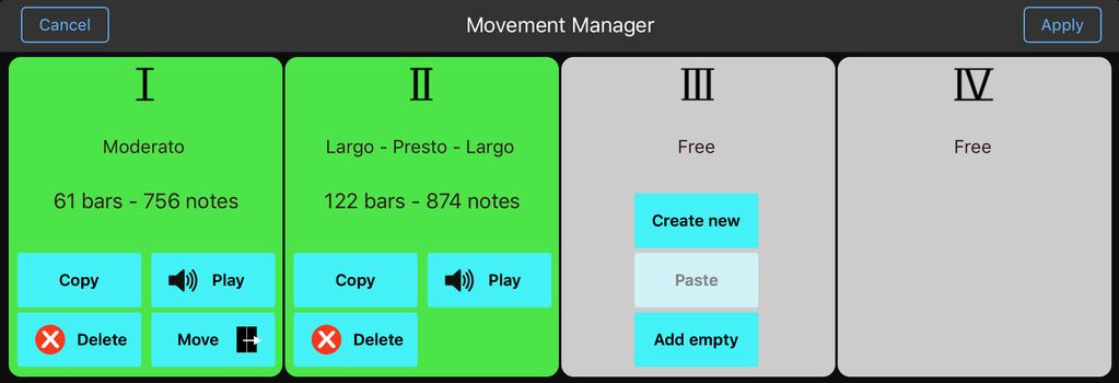 The Movement Manager As you have seen above (see: The basic structure of a composition ), a composition consists of 1 to 4 movements.