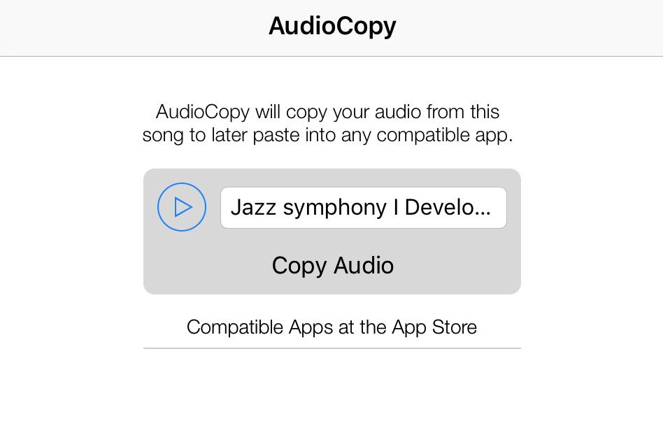 If you wish you can change the file title here. Now tap Copy Audio to copy the segment to the audio clipboard.