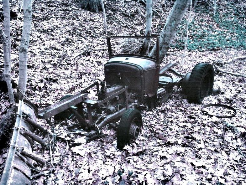 They are Still Out There! Photos by Michael Dubreuil Michael found this Model A Ford, that was converted into a plow, in the woods of Glastonbury, CT.