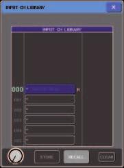Channel library operations Channel library operations Channel libraries include INPUT CHANNEL LIBRARY which enables you to store and recall various parameters (including the HA settings) for input