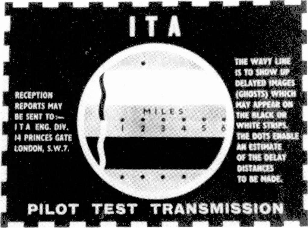 Interesting Cards of the 1950s One of the more unusual test cards radiated in the mid - 1950s came from an experimental mobile Band III transmitter operated by Belling -Lee.
