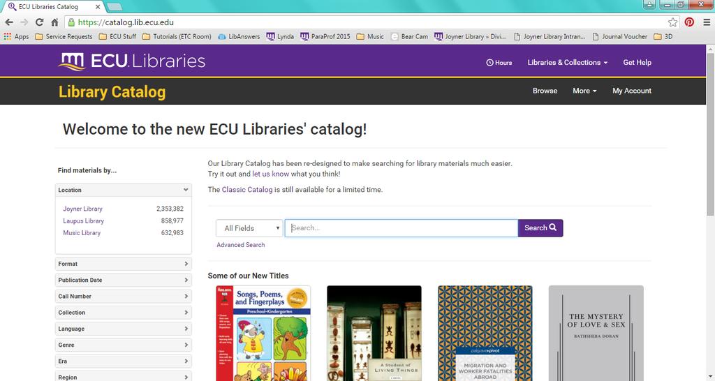 New Library Catalog Over the intersession, our library catalog received a facelift. You may have noticed the new look our library catalog is displaying.