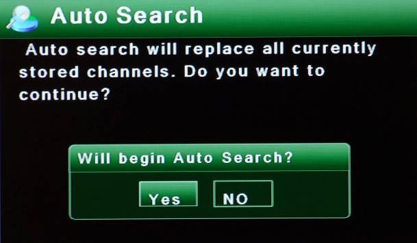 (The default password is 0000) A warning screen will remind you that all currently stored channels will be deleted. 2.1.