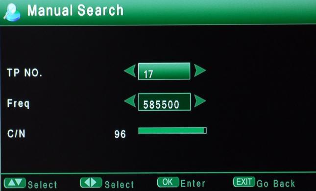 Choose Manual Search to manually tune the PVR to receive the de