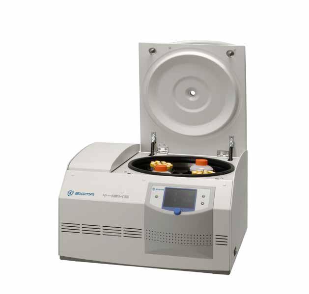 3 Sigma 4-16S n Universal ambient benchtop centrifuge with speed range up to 13,500 rpm n User-friendly Spincontrol S controller n Backlit Start, Stop, and Open Lid buttons n Compatible with various