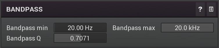 Band-pass panel contains parameters of the follower band-pass filter. Using this feature you can make the follower detect the level of just part of the spectrum instead of all frequencies.