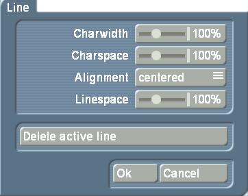 The individual words in a line cannot be formatted separately. The settings apply only to the entire line. The function "Character space" increases or decreases the space between the letters.