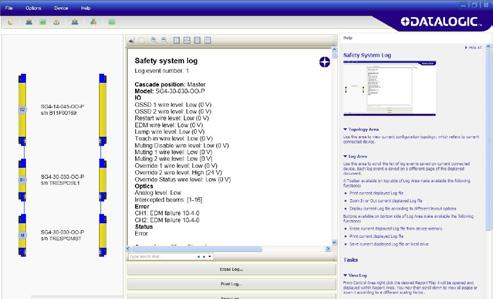 LOG MANAGEMENT Use this option to connect to a logger device and view, print, save or erase the Safety System log stored on the logger.