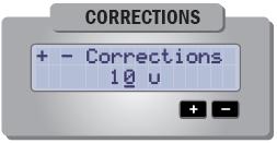 Parameter: Corrections By default, the +10 and -10 buttons correct the distance in units of 10.
