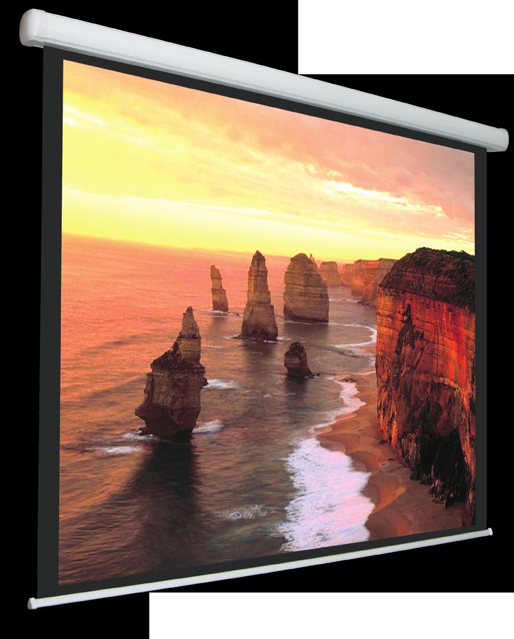 CINEDOMUS PROJECTION SCREENS with electrical command, varnished aluminium case CINEDOMUS is the new range of professional electrical screens, developed and designed mainly for domestic use in home