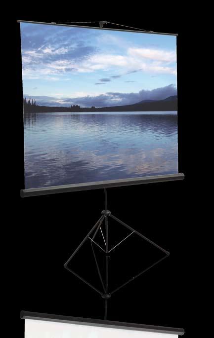 ORION PROJECTION SCREENS Legenda on tripod, with antikeystone effect system Technical features / Projection screens made of MTT ITE projection fabric (see technical data sheet pages 3) Steel housing
