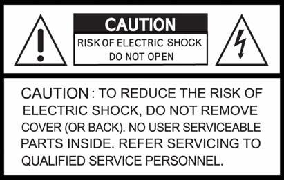 WARNING TO REDUCE THE RISK OF FIRE OR ELECTRIC SHOCK, DO NOT EXPOSE THIS APPLIANCE TO RAIN OR MOISTURE.